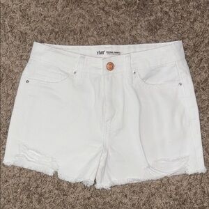 YMI White Jean Shorts with Frayed Hem